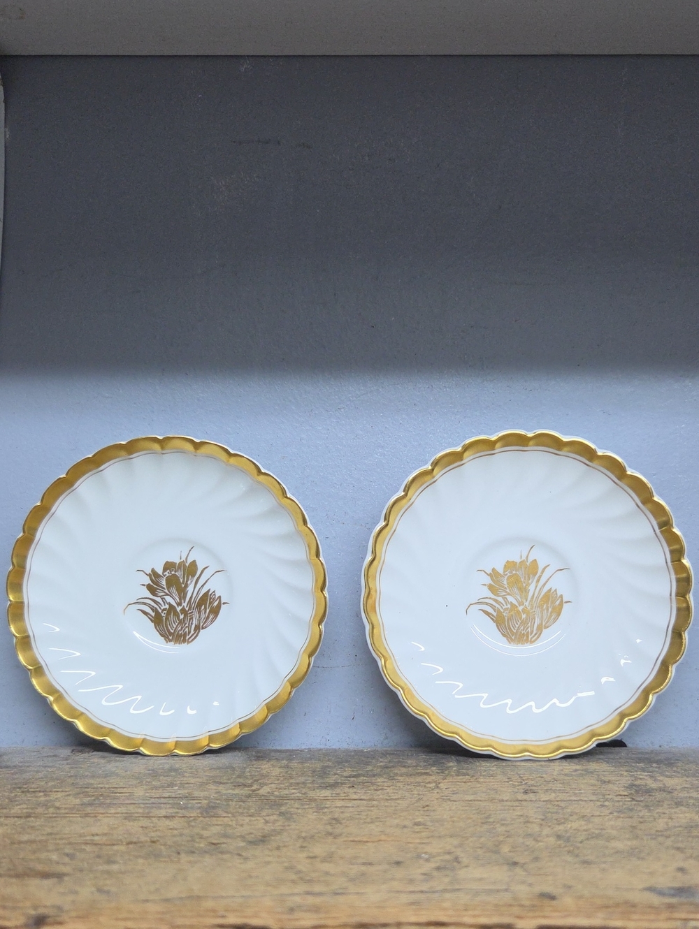 Vintage Gold Crocus Saucer Set Of 2 By Minton